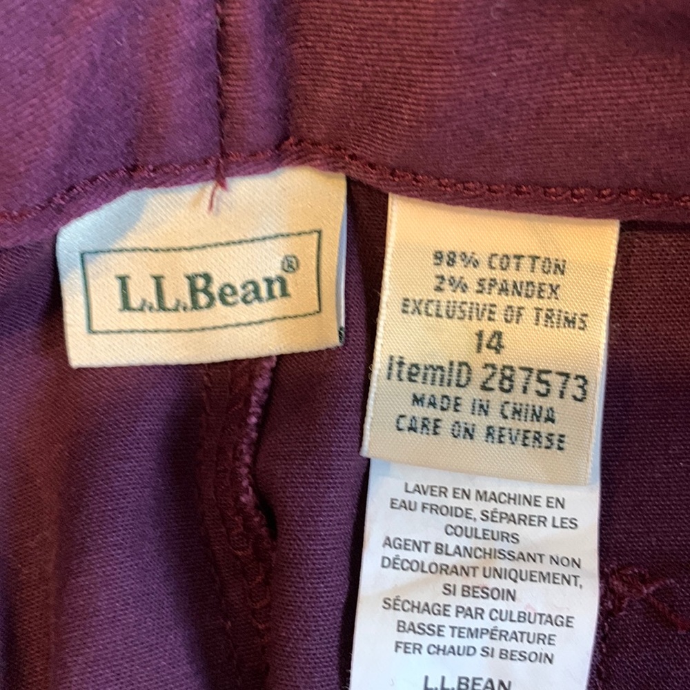 LL Bean girls stretch twill pants